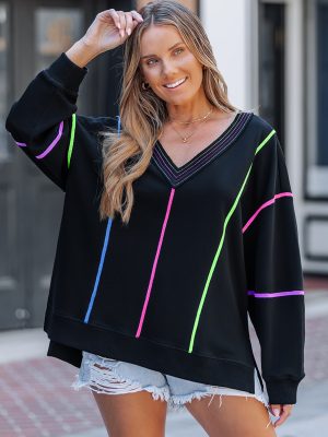 Neon Lines Effortless Energy V-Neck Sweatshirt