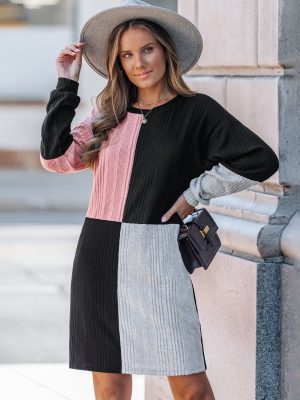 Modern Blocks Effortless Chic Sweater Dress
