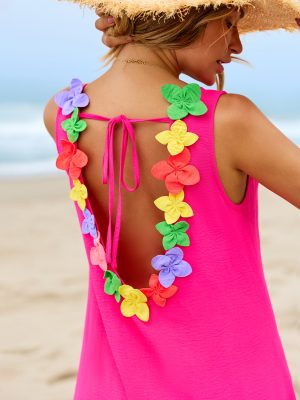 Floral Back Detail V-Neck Midi Dress