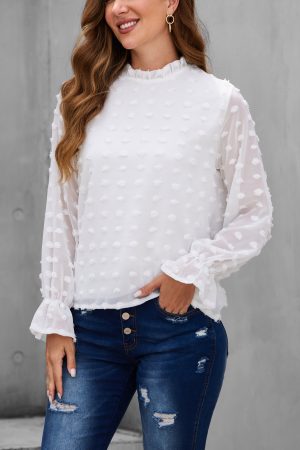 Rufffle Trim See Through Blouse