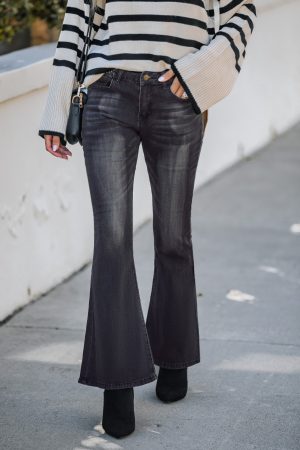 High Waist Basic Solid Color Boot Cut Jeans