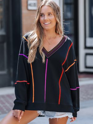 Neon Lines Effortless Energy V-Neck Sweatshirt