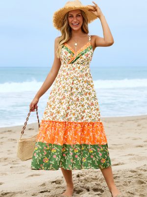 Distressed Floral Midi Dress