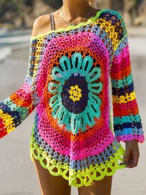 Rainbow Crochet Cover-Up Dress