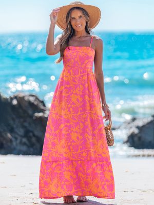 Colorful Striped Smocked Beach Maxi Dress